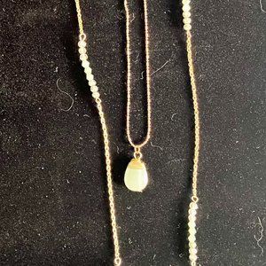 two layer necklace gold and green